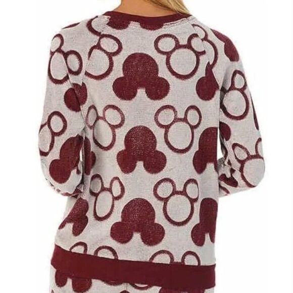 Disney Mickey Mouse Maroon & Cream Fleece Sweatshirt Women's Pullover XL - Picture 2 of 8